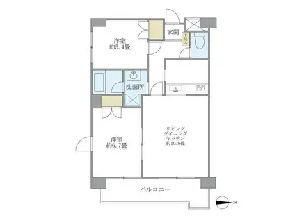 オクトフラッツK(2LDK/2階)の間取り写真