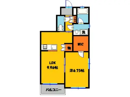 ディアス峰ヶ丘D(1LDK/1階)の間取り写真