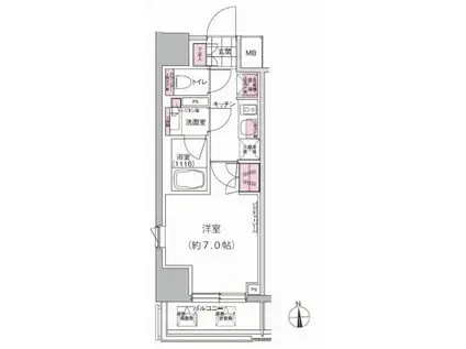 プレジリア東日本橋(1K/12階)の間取り写真