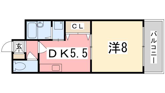 ラフィーヌ上野田(1DK/2階)の間取り写真