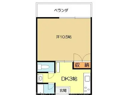 サンハイツ光比屋根(1K/2階)の間取り写真