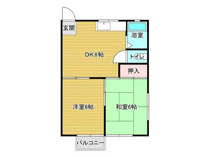 マンションキャロット(2DK/2階)の間取り写真