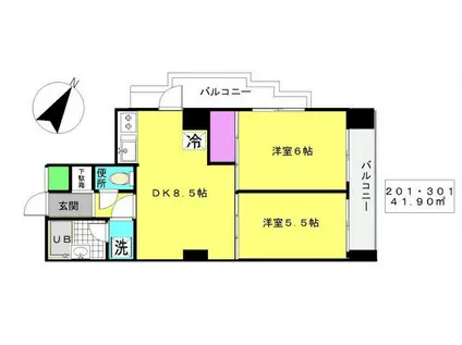 TSスクウェア(2DK/3階)の間取り写真