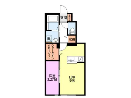 リビンド田塚II(1LDK/1階)の間取り写真