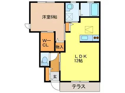 サニーガーデン花垣B(1LDK/1階)の間取り写真