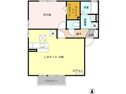 ライネスハイムC(1LDK/1階)の間取り写真