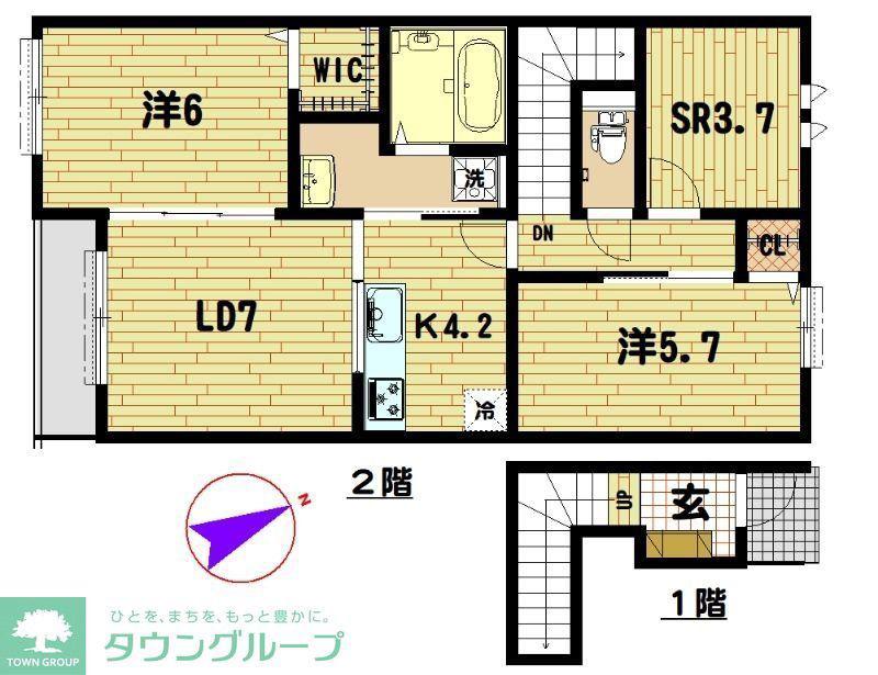 アムール久喜A棟(2SLDK/2階)の間取り写真