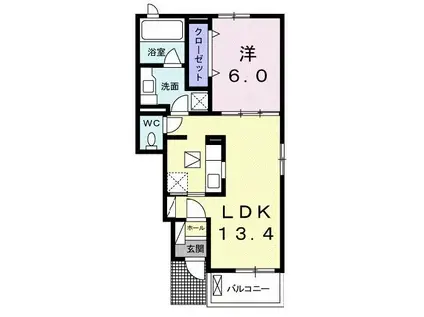 ポート レーゼ木太B(1LDK/1階)の間取り写真