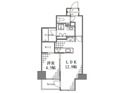 プレミアムヴェール(1LDK/5階)の間取り写真