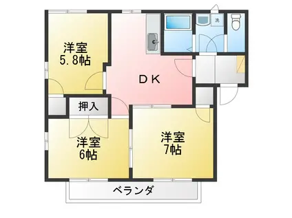 フレグランス広丘E(3DK/2階)の間取り写真