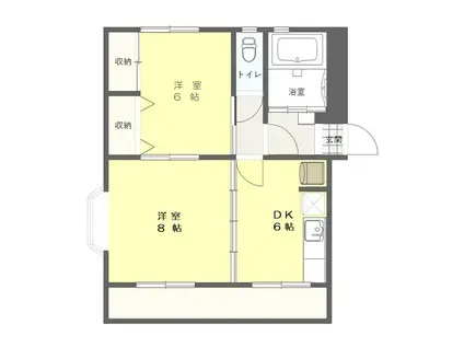 ヴィラ本町II(2DK/4階)の間取り写真