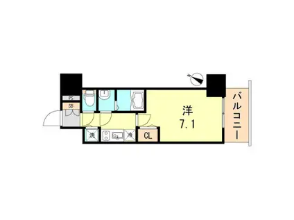 プレサンス三宮ポルト(1K/12階)の間取り写真