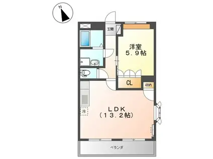 アルファルドII(1LDK/2階)の間取り写真