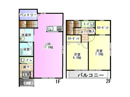 ディアコート(2LDK/1階)の間取り写真