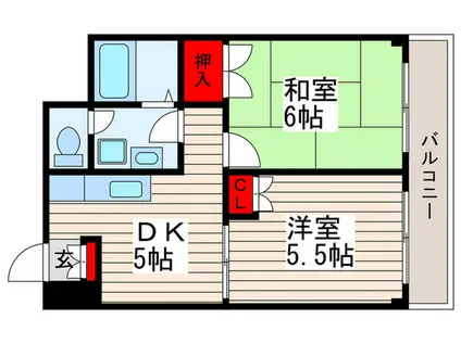 ハイツやすらぎ(2DK/1階)の間取り写真