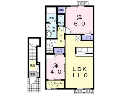 サン・ヤスダ(2LDK/2階)の間取り写真