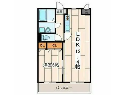 メーラ西鶴間III(1LDK/1階)の間取り写真