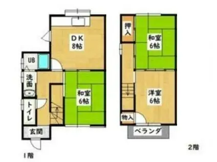 タウンハウス川花(3DK/1階)の間取り写真