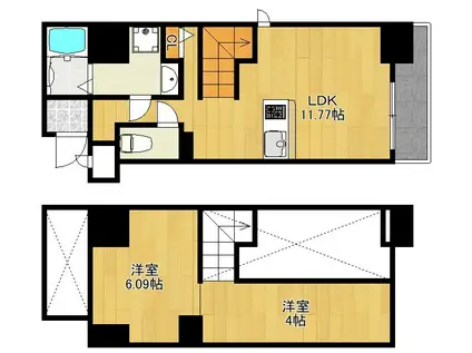 MODERN PALAZZO天神東グラン(1LDK/1階)の間取り写真