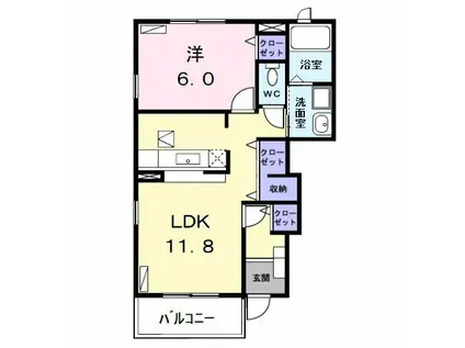 グレース ヴィラ I(1LDK/1階)の間取り写真