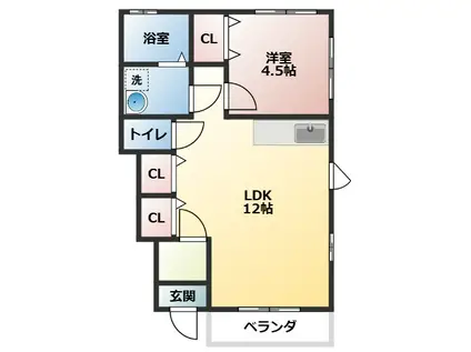 ユートピアI(1LDK/1階)の間取り写真