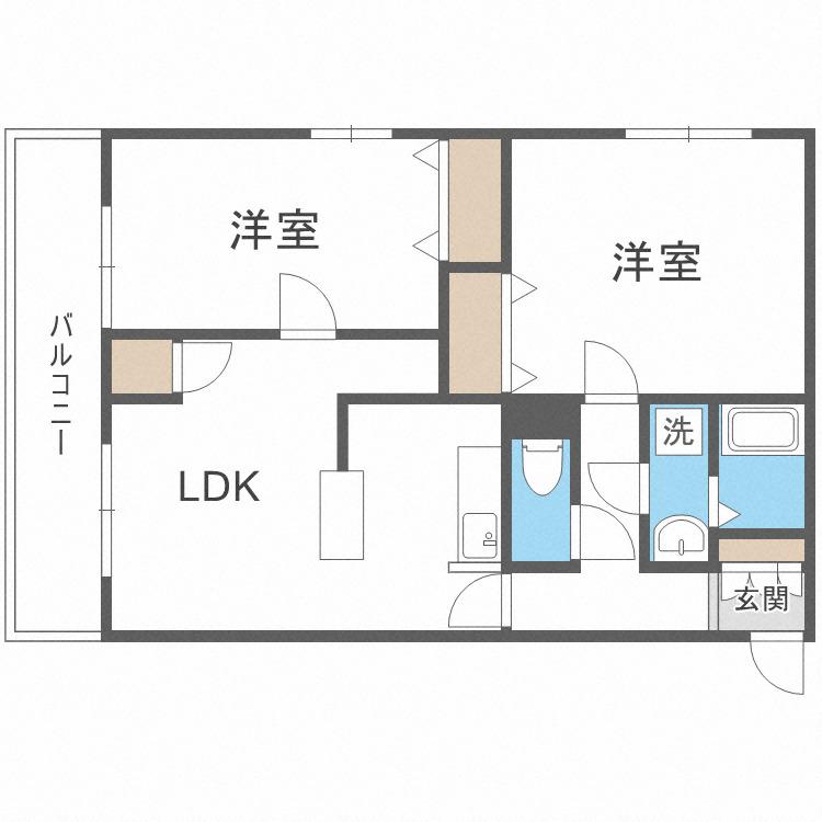 メゾンアップル(2LDK/5階)の間取り写真