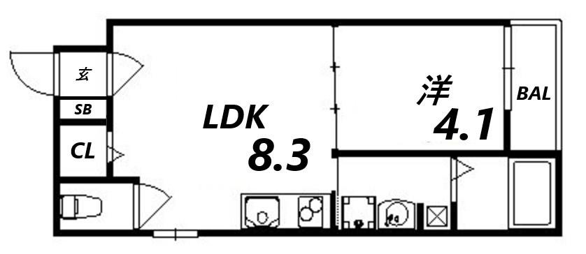 F ASECIA ILIA(1LDK/1階)の間取り写真