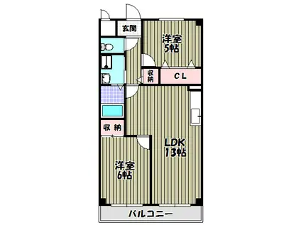 レジデンスレイク深井(2LDK/1階)の間取り写真