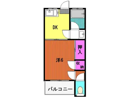イーストヒルの森(1DK/1階)の間取り写真