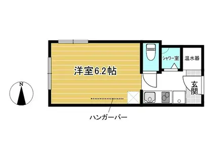 百万遍ハイツ(1K/1階)の間取り写真