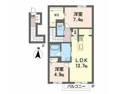 シャーメゾン レ・フレールVI(2LDK/2階)の間取り写真