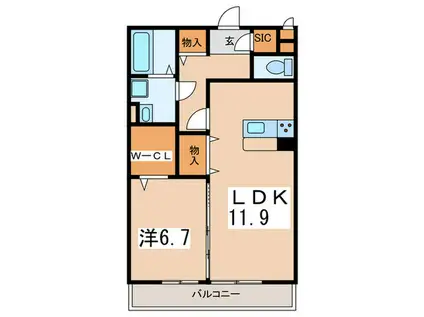 BLESS湘南藤沢(1LDK/2階)の間取り写真