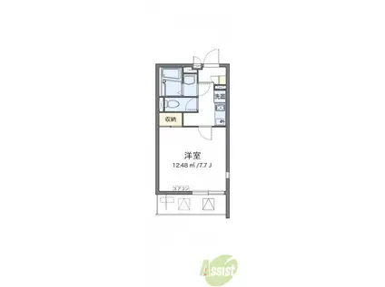 クレイノ浪華IV(1K/2階)の間取り写真