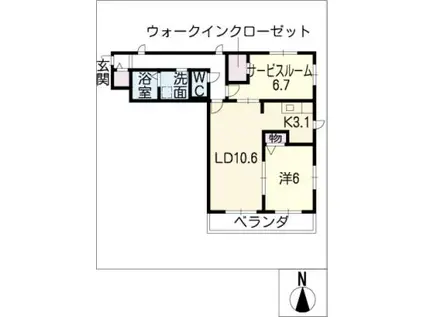 ルミエール吹上(1SLDK/2階)の間取り写真