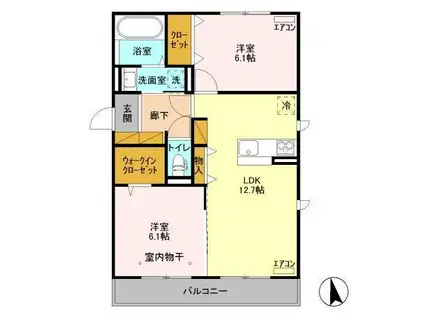 アーブルヴィラ(2LDK/3階)の間取り写真