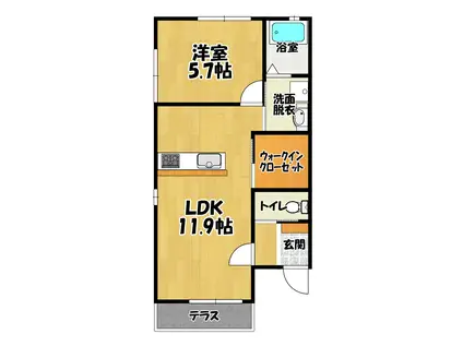 テン・エレガンツァB(1LDK/1階)の間取り写真