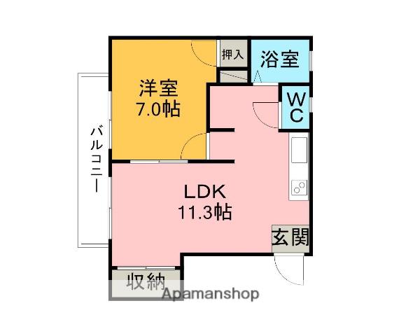 シティハイム一ツ木(1LDK/1階)の間取り写真