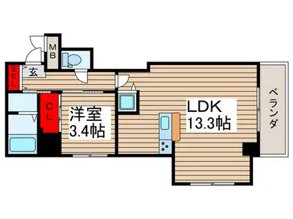 グリュック(1LDK/6階)の間取り写真