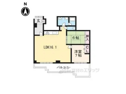 グランドムール東竹屋町(2LDK/4階)の間取り写真