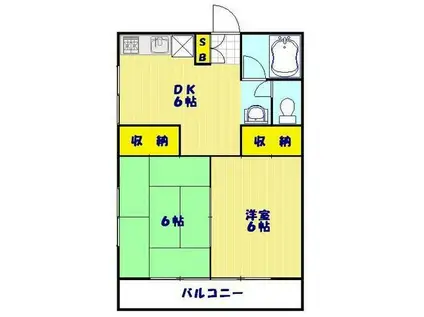 YMハイムNO.1 911953(2DK/2階)の間取り写真