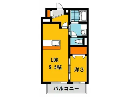 アリーナ鶴田駅南(1LDK/2階)の間取り写真