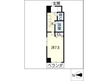 サンパーク今池II(1K/8階)の間取り写真