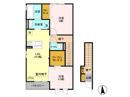 シャトル コンフォール(2LDK/2階)の間取り写真