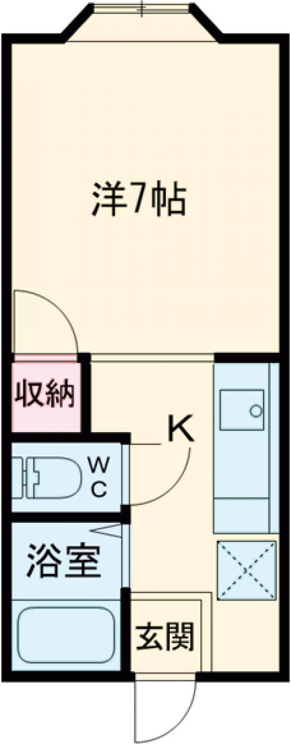 ならの木ハウス B(1K/2階)の間取り写真
