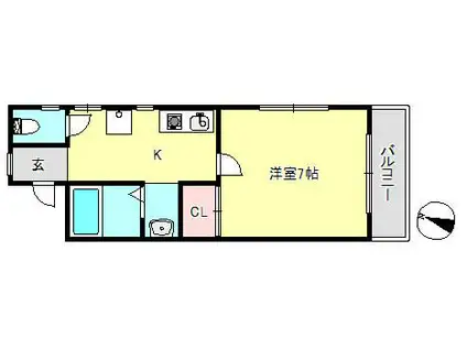 ハイツ常楽(1K/2階)の間取り写真