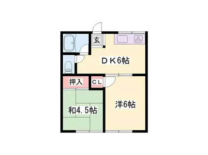 ユニコムハイツC(2DK/1階)の間取り写真