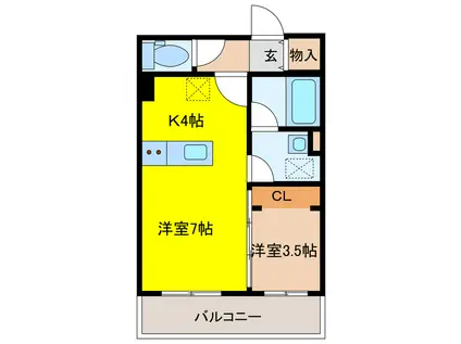 LIFE LINE 38(1LDK/1階)の間取り写真