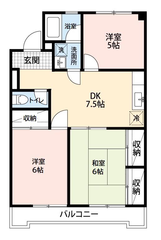 マンション加藤(3DK/3階)の間取り写真
