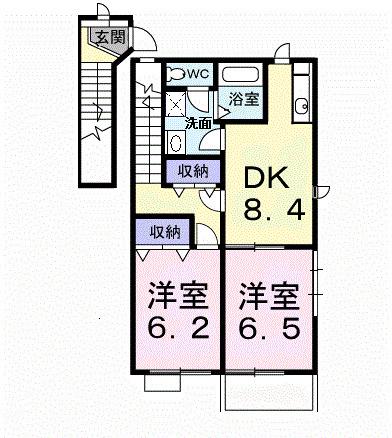 シャンド・フルールM・Y(2DK/2階)の間取り写真