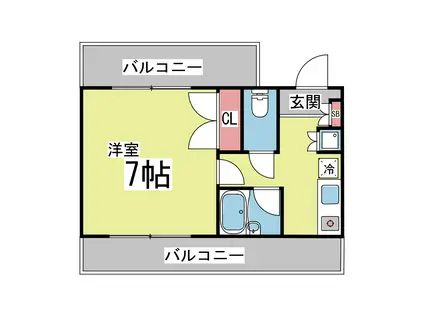 植田マンション城内(1K/5階)の間取り写真